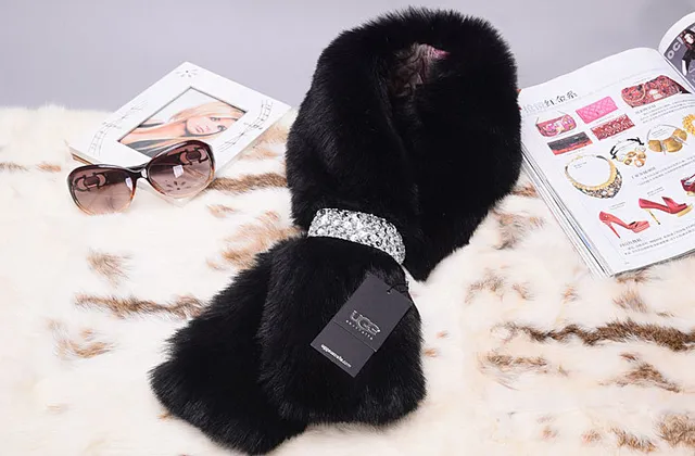 Black Plush Fur Looped Collar Style Scarve 6