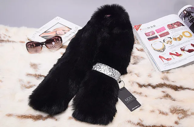 Black Plush Fur Looped Collar Style Scarve 7