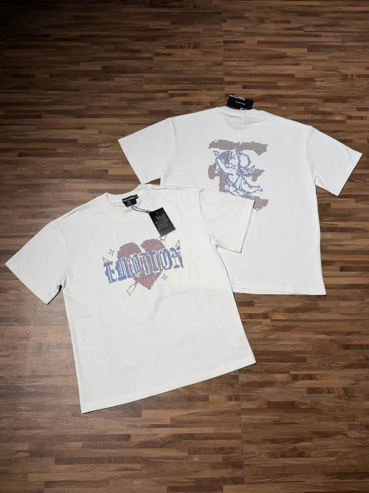 Black Rhinestone 'EMOTION' Graphic Oversized T-Shirt 3