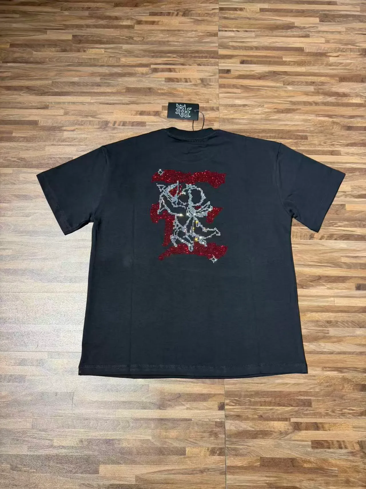 Black Rhinestone 'EMOTION' Graphic Oversized T-Shirt 7