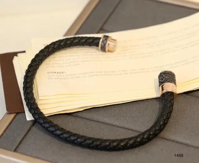 Black Silver Braided Leather Metal Clasp Bracelet 2