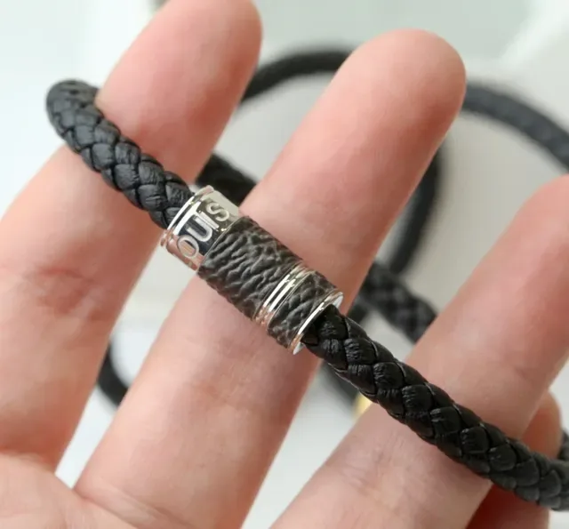 Black Silver Braided Leather Metal Clasp Bracelet 6