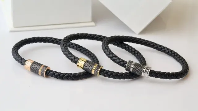 Black Silver Braided Leather Metal Clasp Bracelet 8