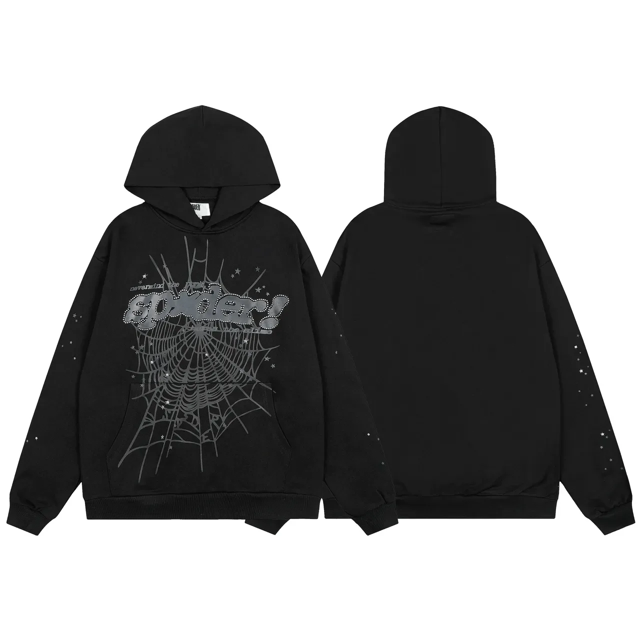 Black Spiderweb Graphic Oversized Hoodie and Sweatpants Tracksuit 7