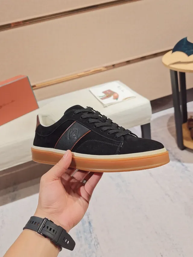 Black Suede and Leather Low-Top Lifestyle Sneaker 5