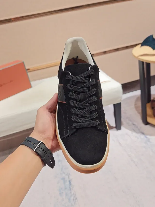 Black Suede and Leather Low-Top Lifestyle Sneaker 6