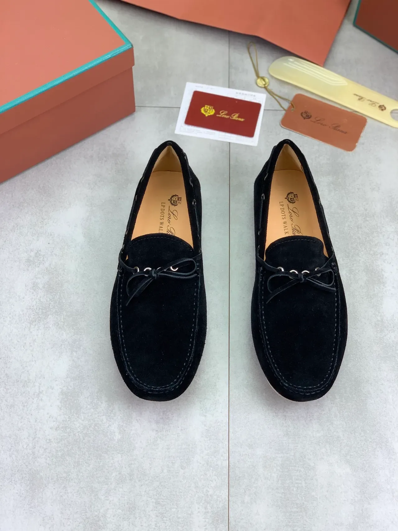 Black Suede Lace-Tie Loafers 4