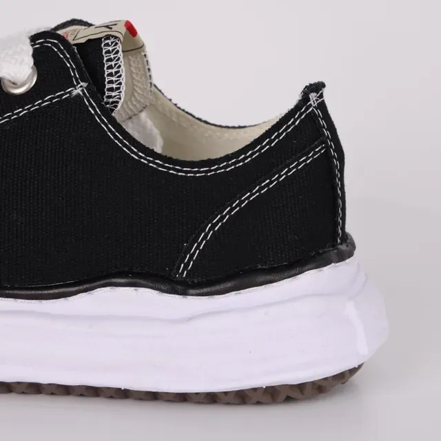 Black White Canvas Upper Rubber Toe Cap Sneakers 4
