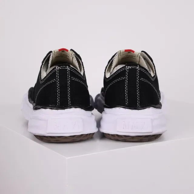 Black White Canvas Upper Rubber Toe Cap Sneakers 8