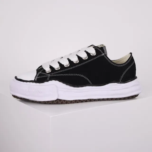 Black White Canvas Upper Rubber Toe Cap Sneakers 9