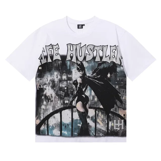 Black White Graphic Print Distressed Typography Top 5