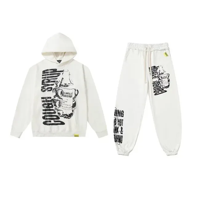 Black White Graphic-Print Oversized Fit Hoodie 3