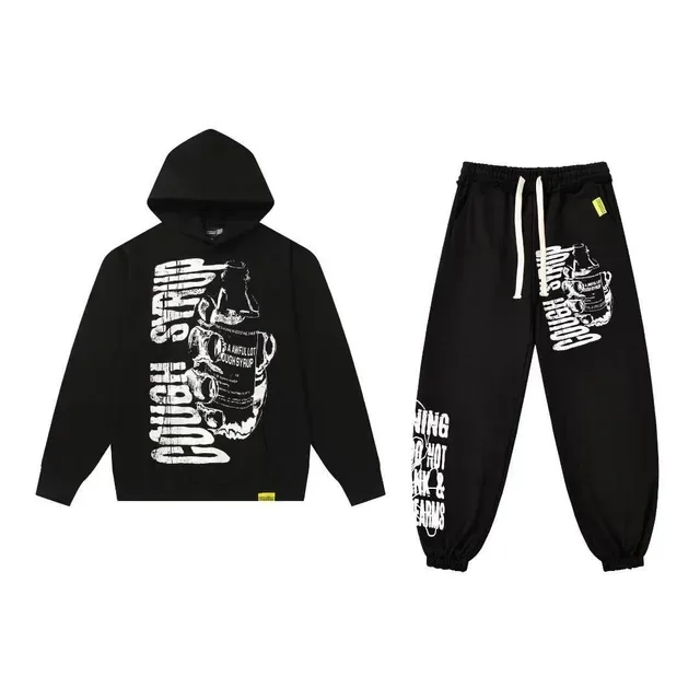 Black White Graphic-Print Oversized Fit Hoodie 4