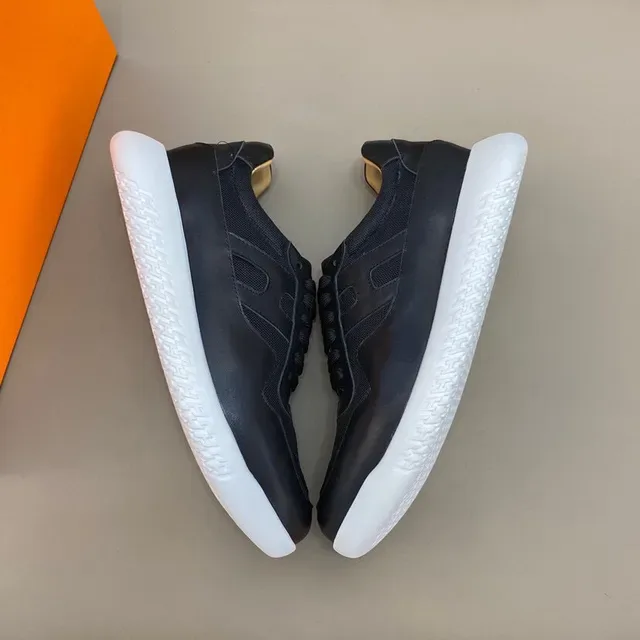 Black White Leather And Mesh Upper Sculpted Midsole Sneakers 6