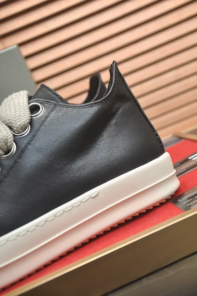 Black White Leather Upper Platform Sole Sneakers 2