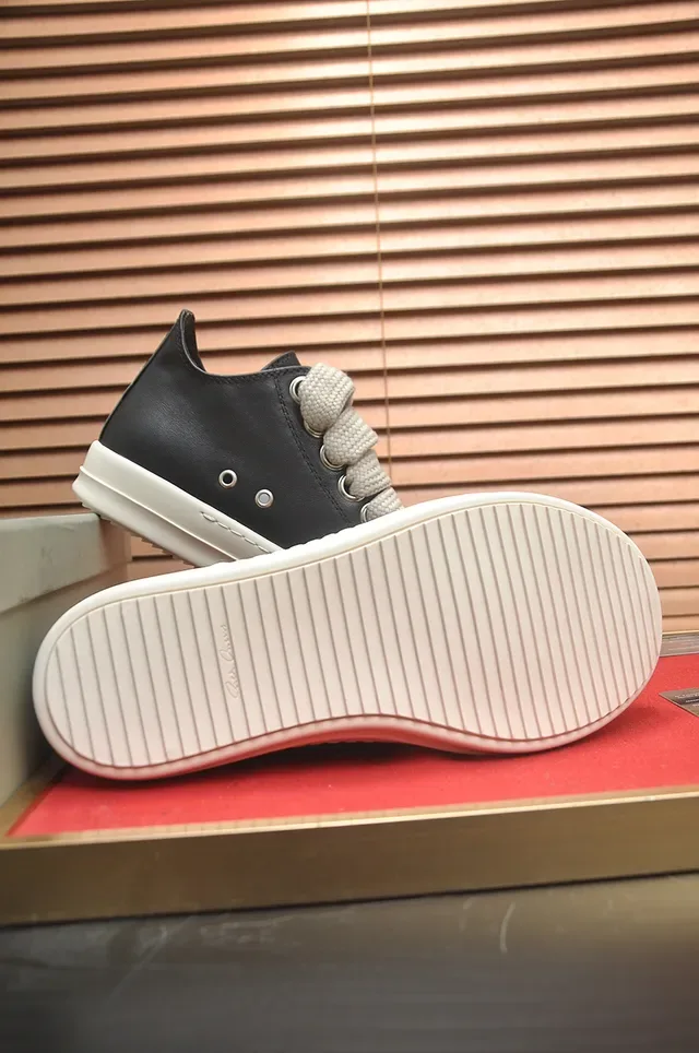 Black White Leather Upper Platform Sole Sneakers 3
