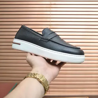 काला सफेद पेब्ल्ड लेदर Penny Strap लोफर