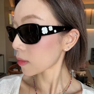 Black White Rectangular Silhouette Acetate Frame Sunglasses