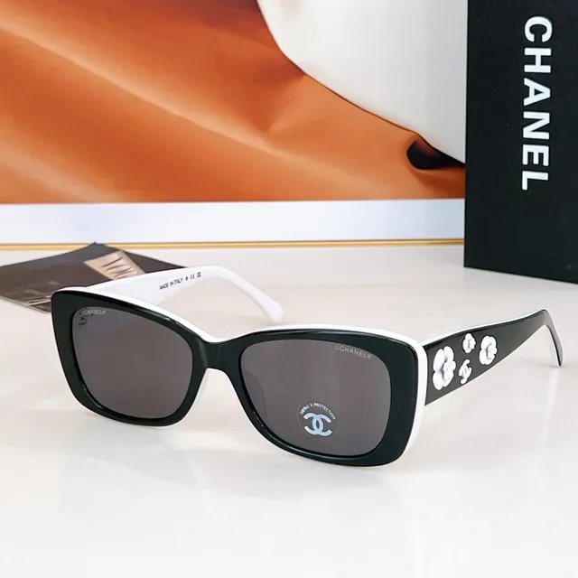 Black White Rectangular Silhouette Acetate Frame Sunglasses 4