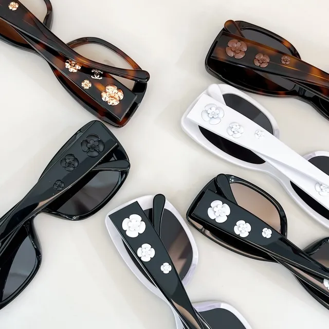Black White Rectangular Silhouette Acetate Frame Sunglasses 8