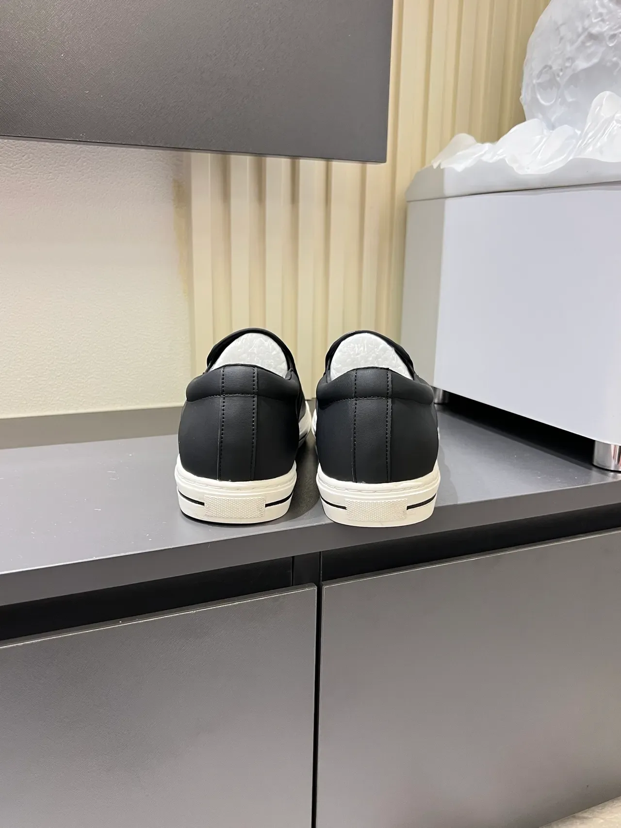 Black White Slip-On Textured Upper Casual Shoes 2