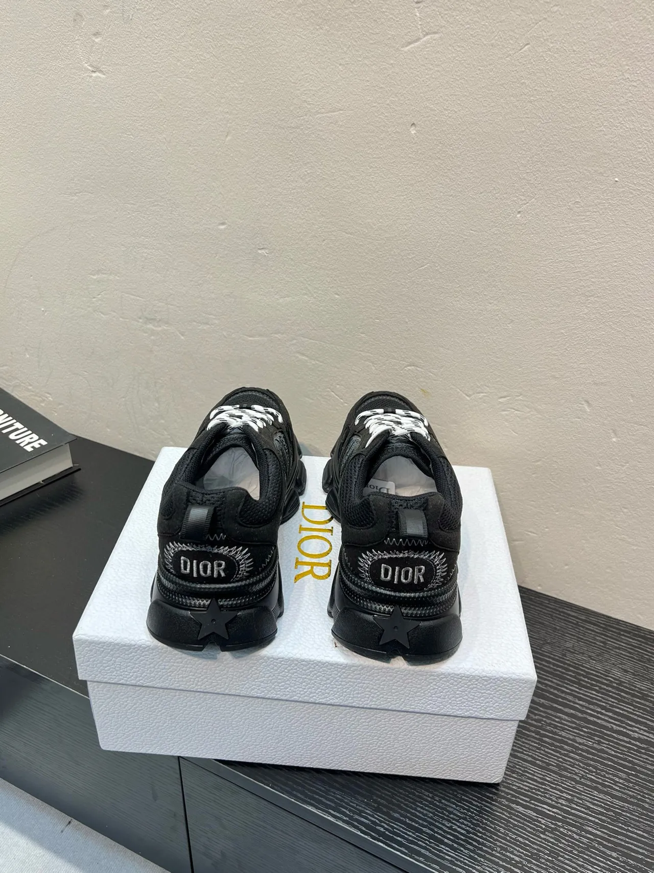 Black White Sole Mesh-Suede Hybrid Upper Chunky Sneakers 6