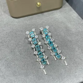 Blue and Clear Stone Cascade Dangle Earrings