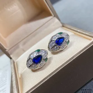 Blue and Green Gemstone Pavé Geometric Stud Earrings