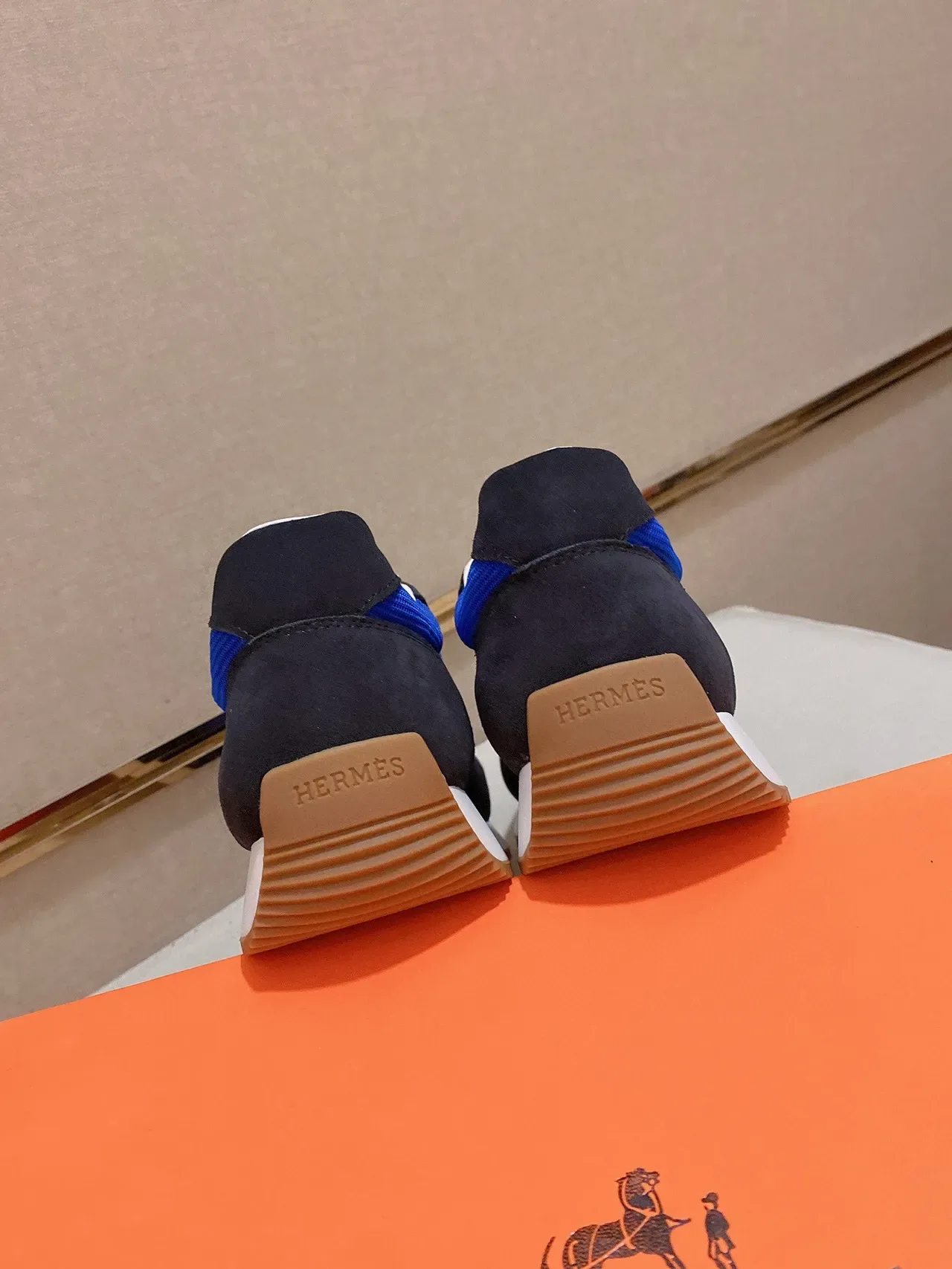 Blue and Navy Color-Blocked Mesh and Suede Lifestyle Sneaker 8