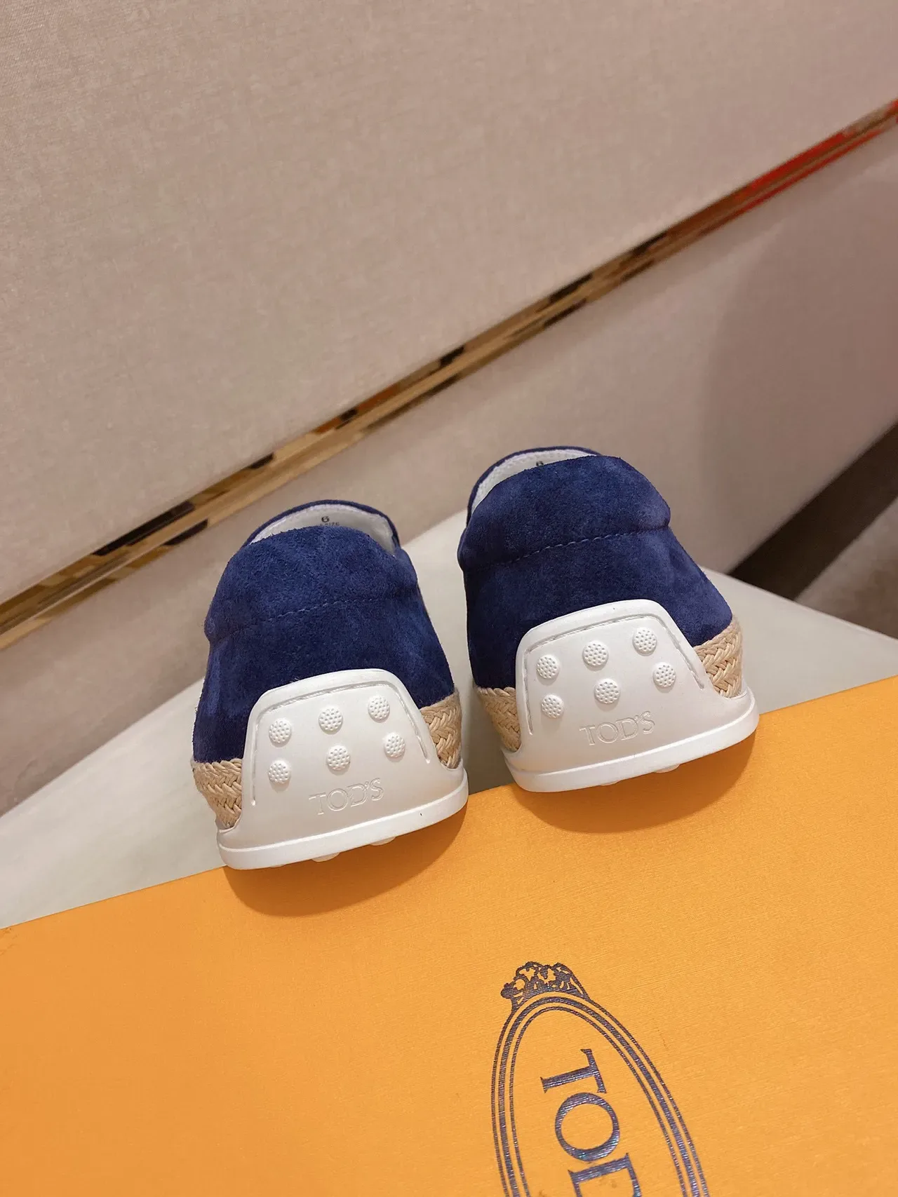 Blue Beige Suede Upper Espadrille Sole Boat Shoes 3