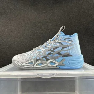 Blue Silver High-Top Sculpted Midsole Basketball Shoes