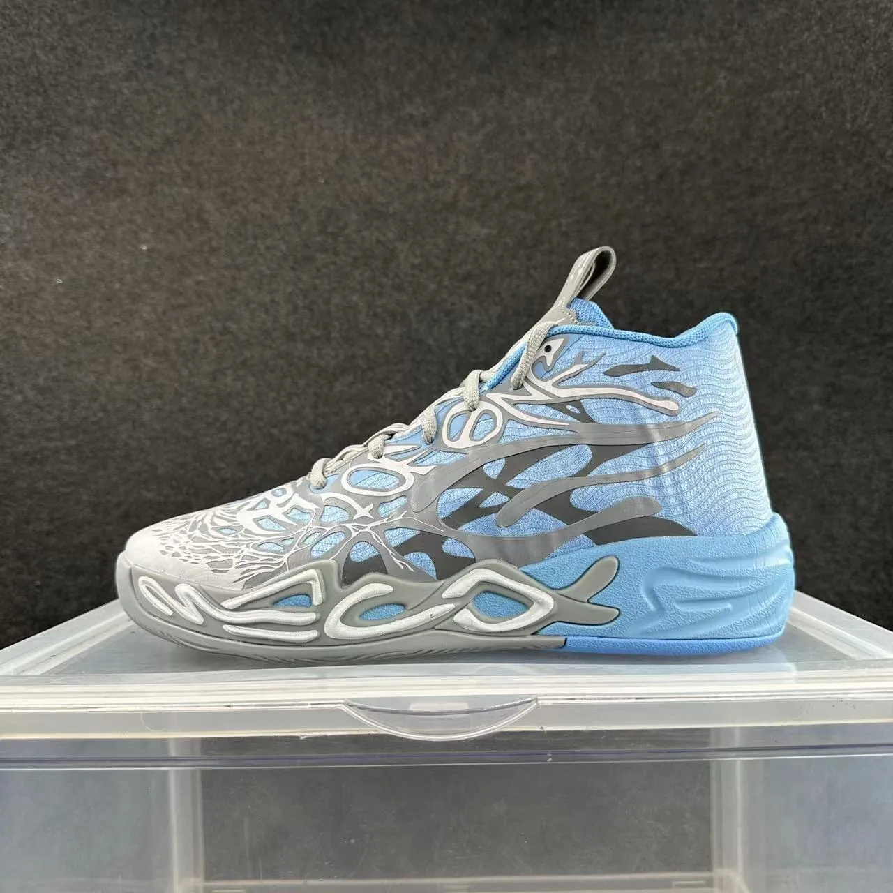 Blue Silver High-Top Sculpted Midsole Basketball Shoes 2