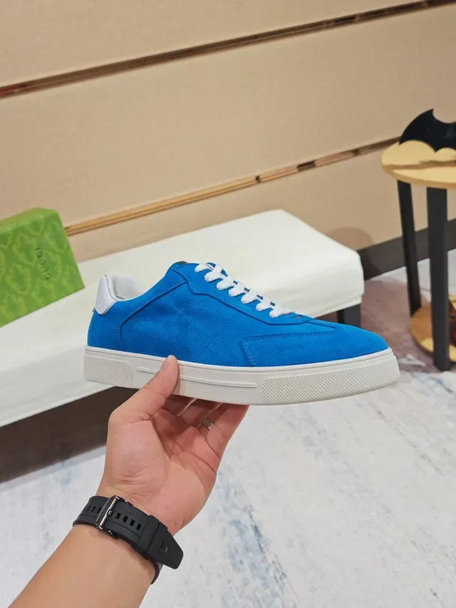 Blue Suede Low-Top Lace-Up Lifestyle Sneaker 4