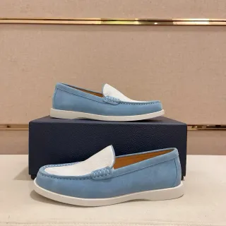 Bleu Blanc Daim Supérieur Conception Bicolore Loafer