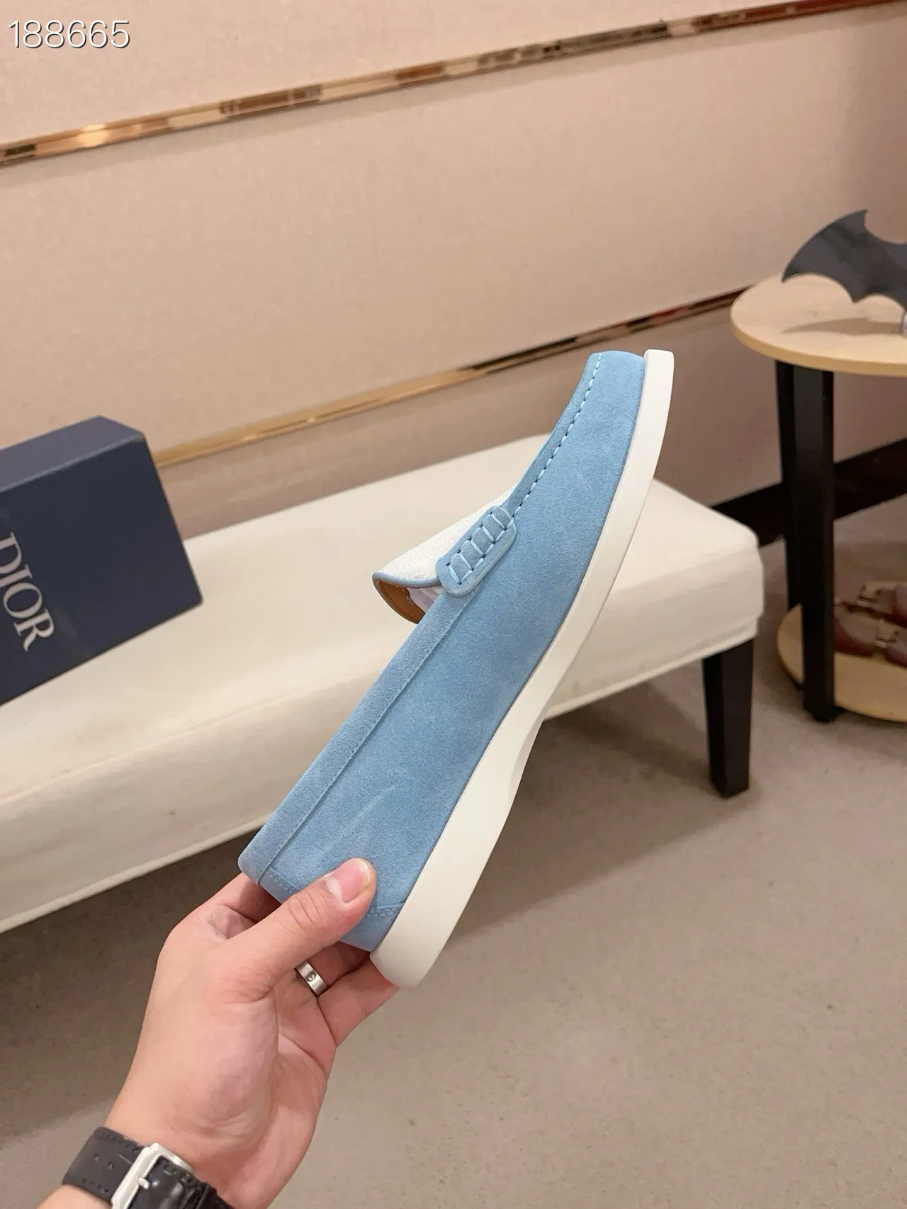 Blue White Suede Upper Two-Tone Design Loafer 4