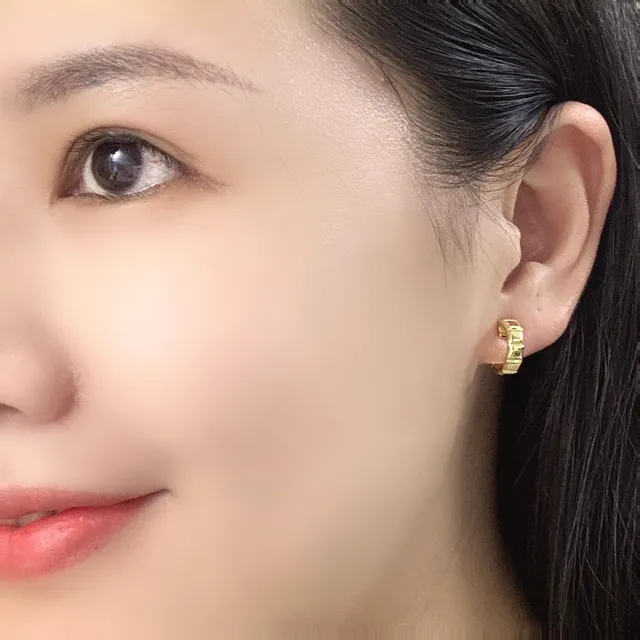 Boucheron Gold Silver Hinged Hoop Textured Bezel Earrings 4