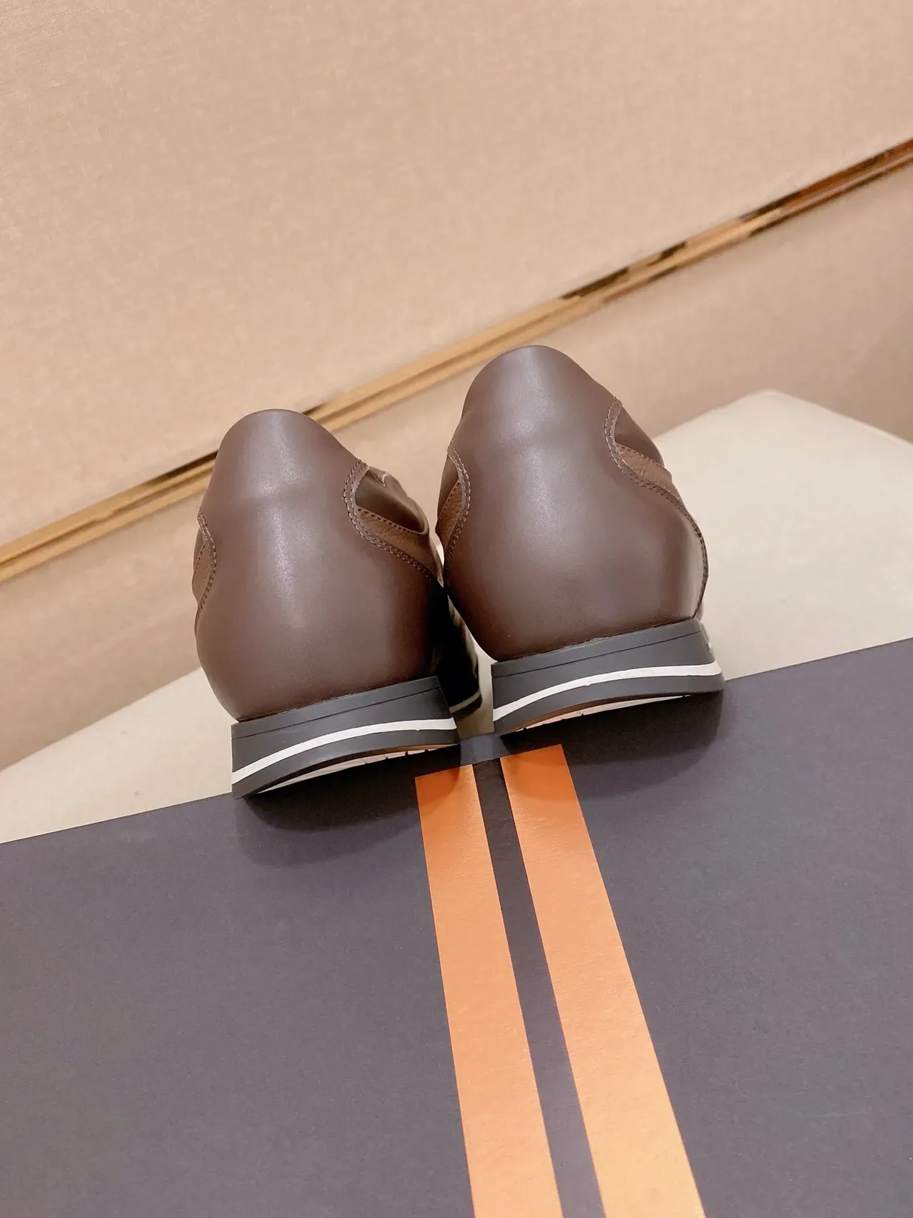 Brown and Black Leather Low-Top Lifestyle Sneaker 3