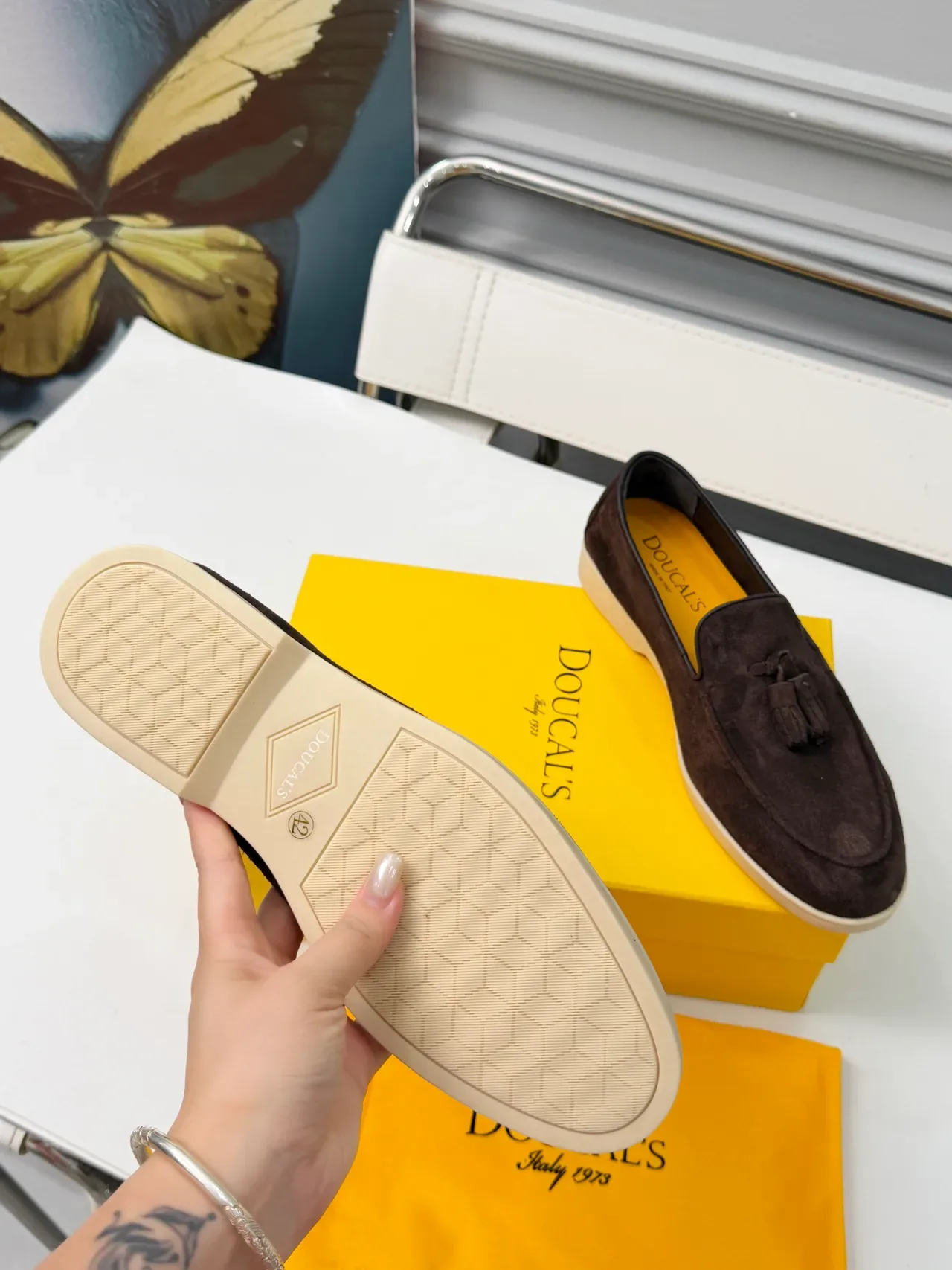 Brown Beige Suede Tassel-Detail Loafer 2