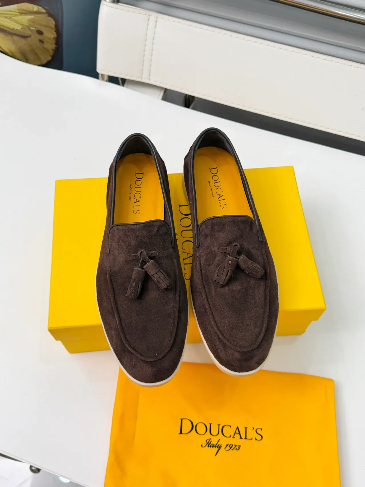 Brown Beige Suede Tassel-Detail Loafer 5