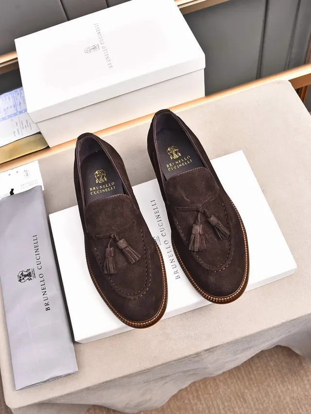 Brown Beige Tassel Suede Upper Loafer 3
