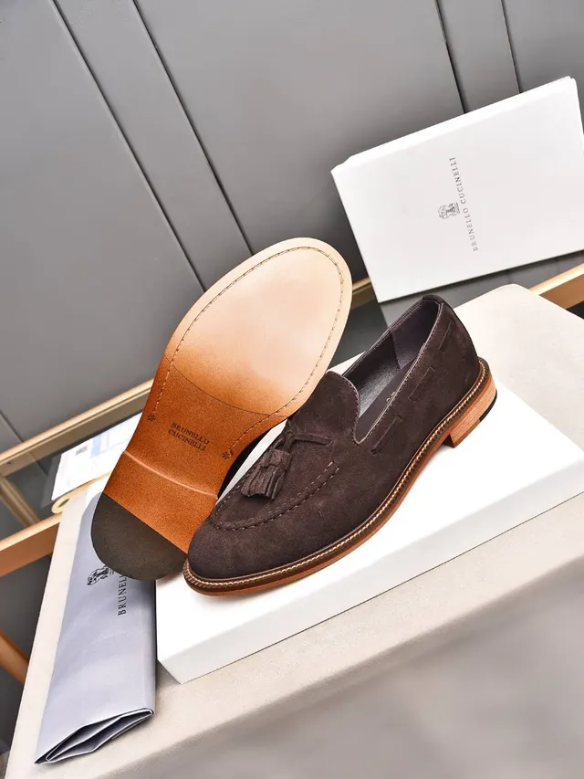 Brown Beige Tassel Suede Upper Loafer 4