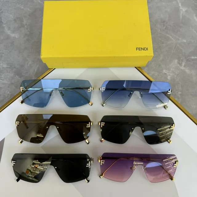 Brown Gold Shield-Style Rimless Sunglasses 3