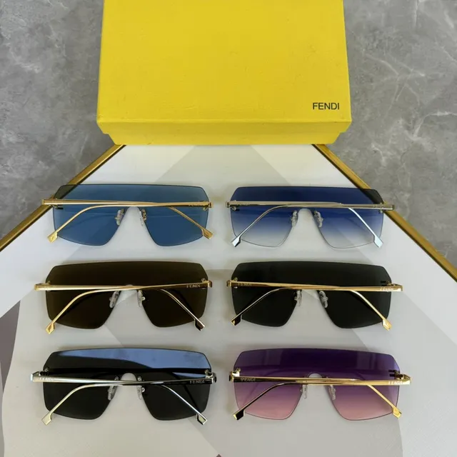 Brown Gold Shield-Style Rimless Sunglasses 4