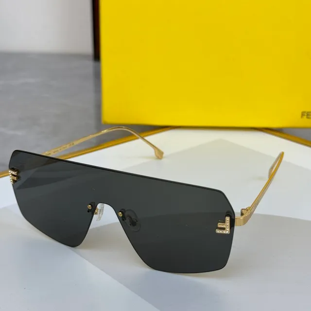 Brown Gold Shield-Style Rimless Sunglasses 6