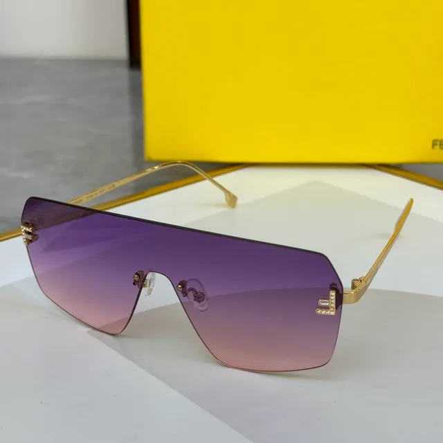 Brown Gold Shield-Style Rimless Sunglasses 7