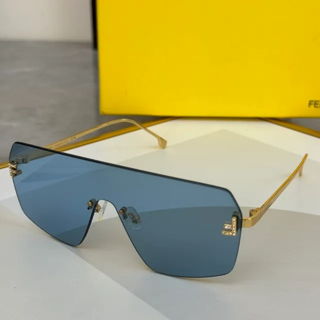 Brown Gold Shield-Style Rimless Sunglasses 9