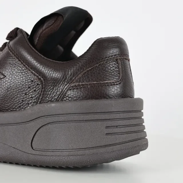 Brown Pebbled Leather Star Logo Platform Sneakers 4