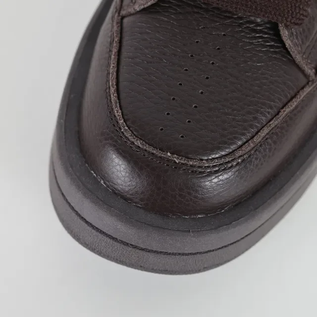 Brown Pebbled Leather Star Logo Platform Sneakers 5