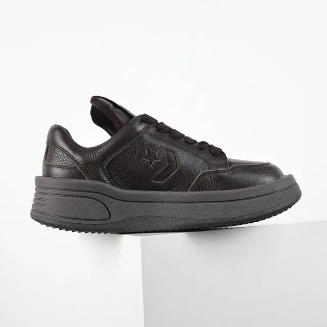 Brown Pebbled Leather Star Logo Platform Sneakers 7