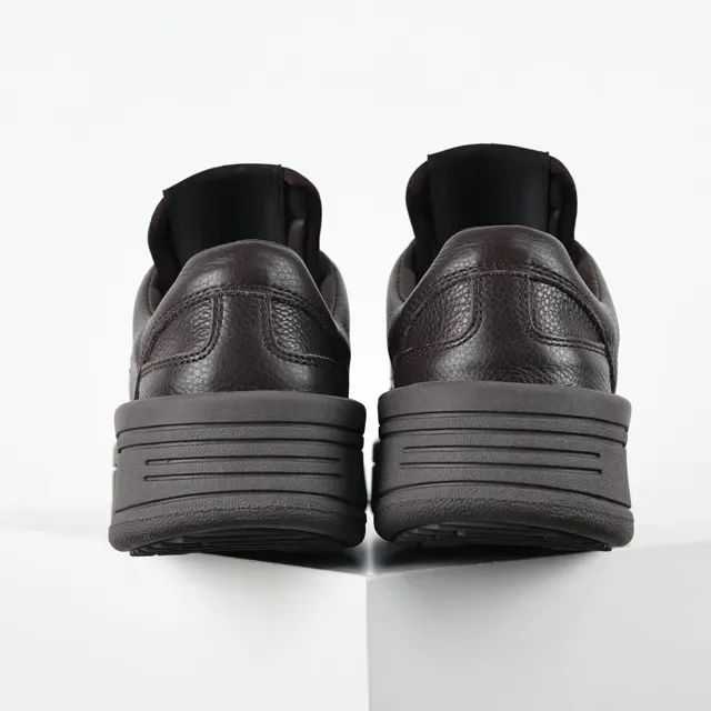 Brown Pebbled Leather Star Logo Platform Sneakers 8